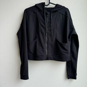 Lululemon Next Move Cropped Full Zip Jacket Black Stretch French Terry Size 4
